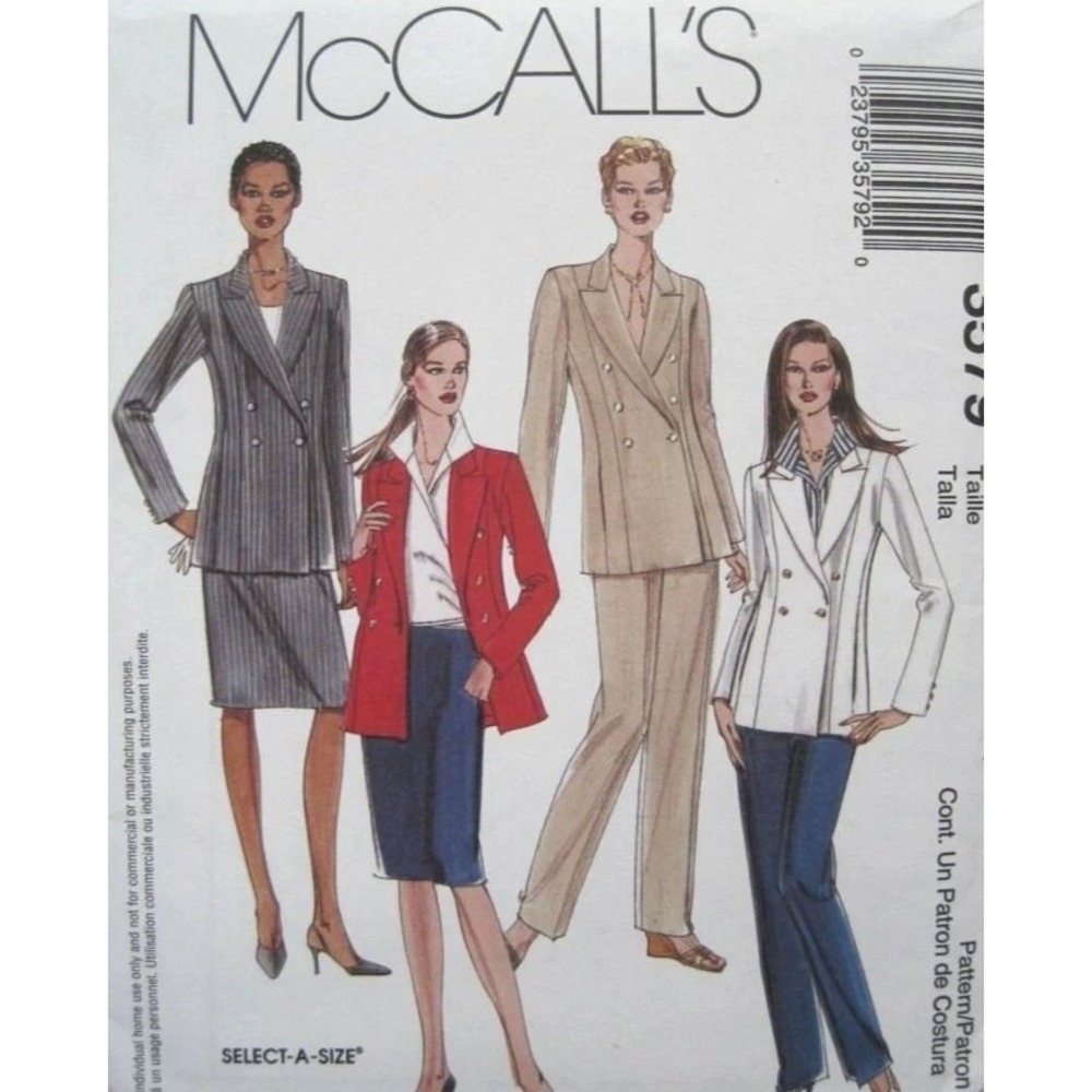 McCall's Sewing Pattern 3579 Misses Size 12-16 Jacket Shirt Pants Skirt Uncut FF